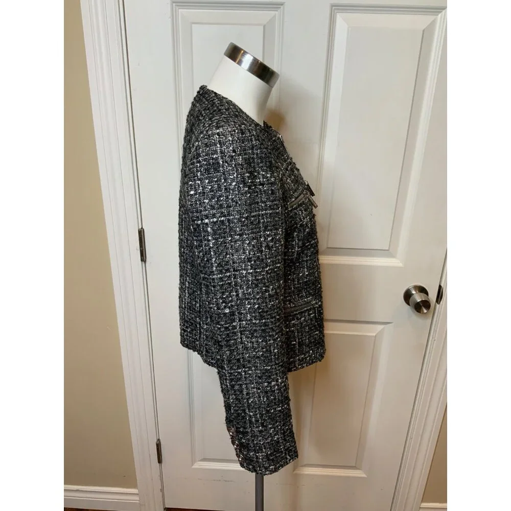 Michael Kors Gray Tweed Zip-Up Jacket, Size 8